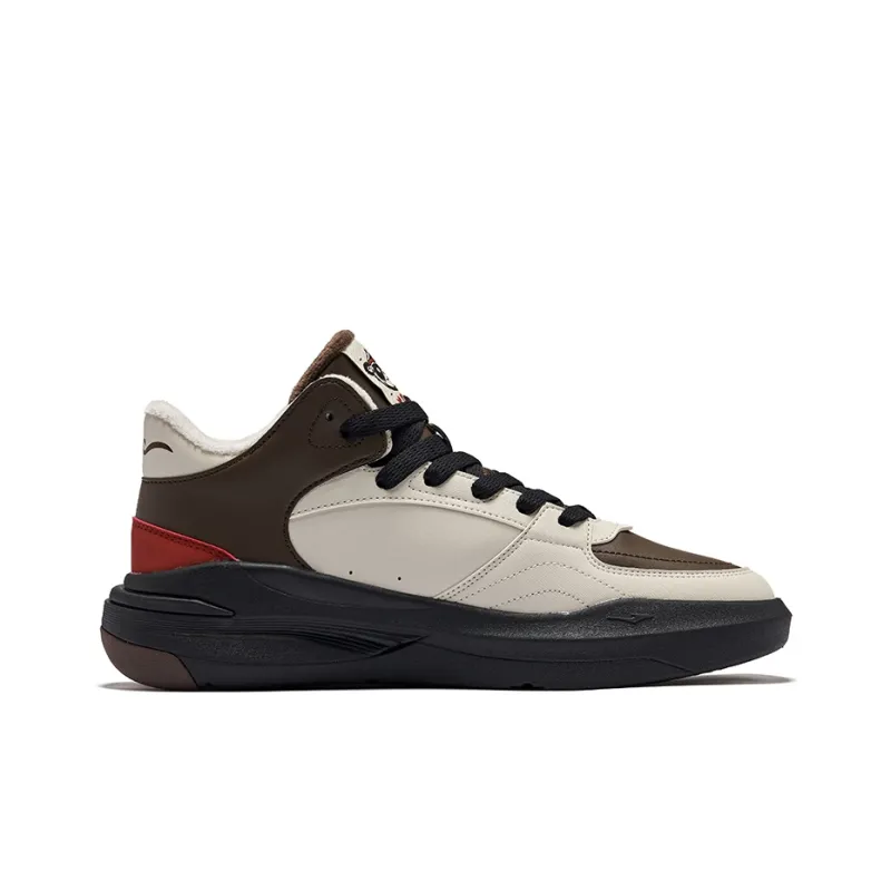 Erke Battery Panda 3V2 Warm Anti Slip And Wear Resistant Low Top Skateboard Shoes Men's Dark Sandalwood With Stone Gray-1