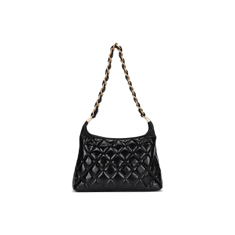 CHANEL Polished Lambskin Hobo Hippie Bag, Handbag, Shoulder Bag Tubas Women's Black-2