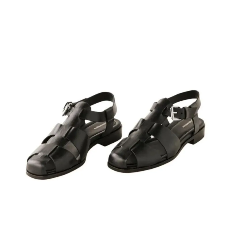 REFORMATION Freya Roman Sandals Women's Black-3