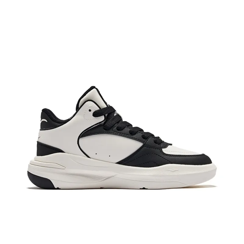 Erke Battery Panda 3V2 Anti-Slip Wear-Resistant High-Top Casual Shoes Women's White Black-1