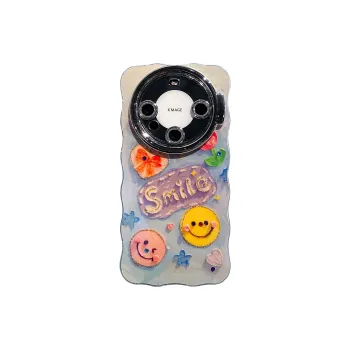 ZHUOJI PC Material Lens Stand Twisted Edge Smile Smiley Face Phone Case Compatible With Huawei MATE60 PRO