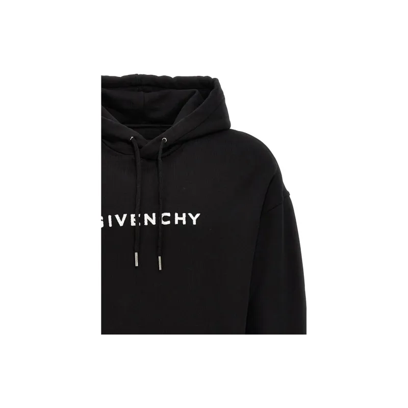 Givenchy Logo Embroidered Drawstring Hoodie-3