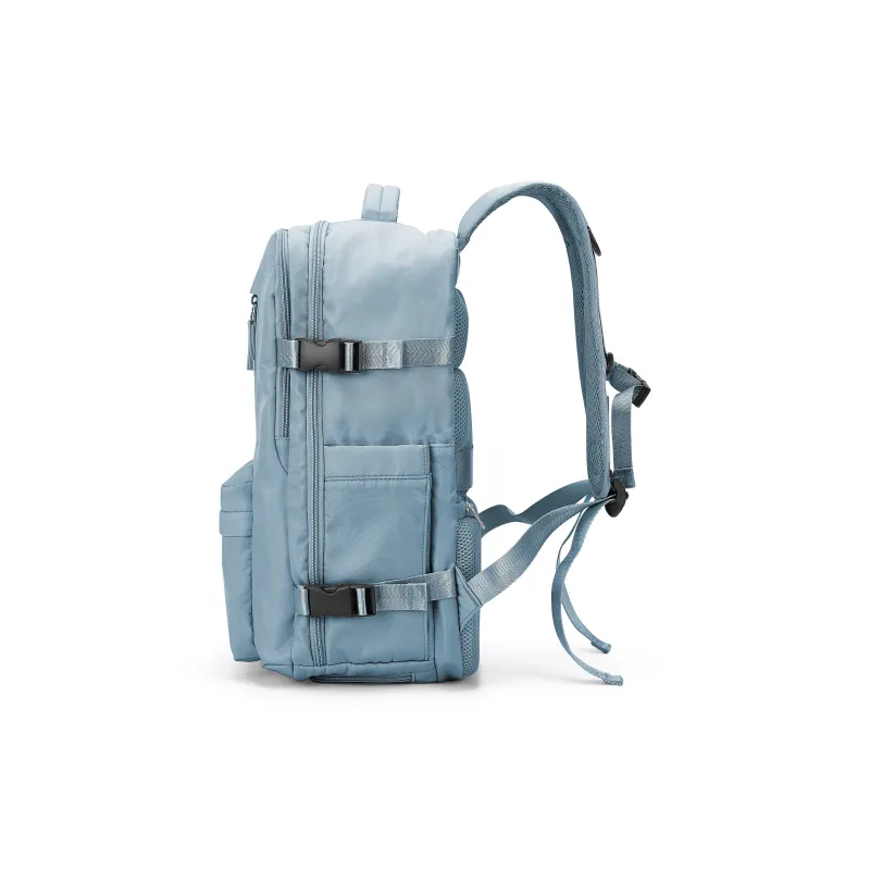 Kawasaki Fabric Backpack Travel Bag Laptop Bag Regular Unisex Black/Ecru/Light Blue-8