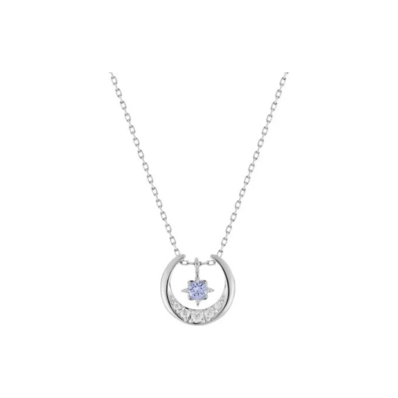 Canal 4℃ Silver Rhodium Plated Tanzanite Cubic Zirconia Necklaces Women's Silver-1