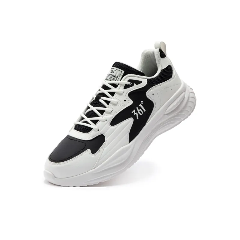 361° Life Collection Cushioning Anti Slip And Wear Resistant Low Top Casual Running Shoes Men's White Black-4