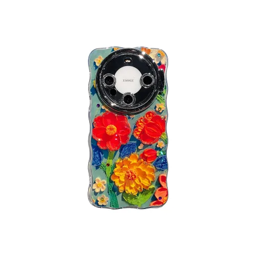 ZHUOJI PC Material Lens Stand Twisted Edge Red Daisy Phone Case Compatible With Huawei Mate 60