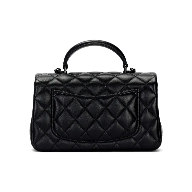 CHANEL Classic Flap CF Leather Crossbody Handbag Women's Black-2
