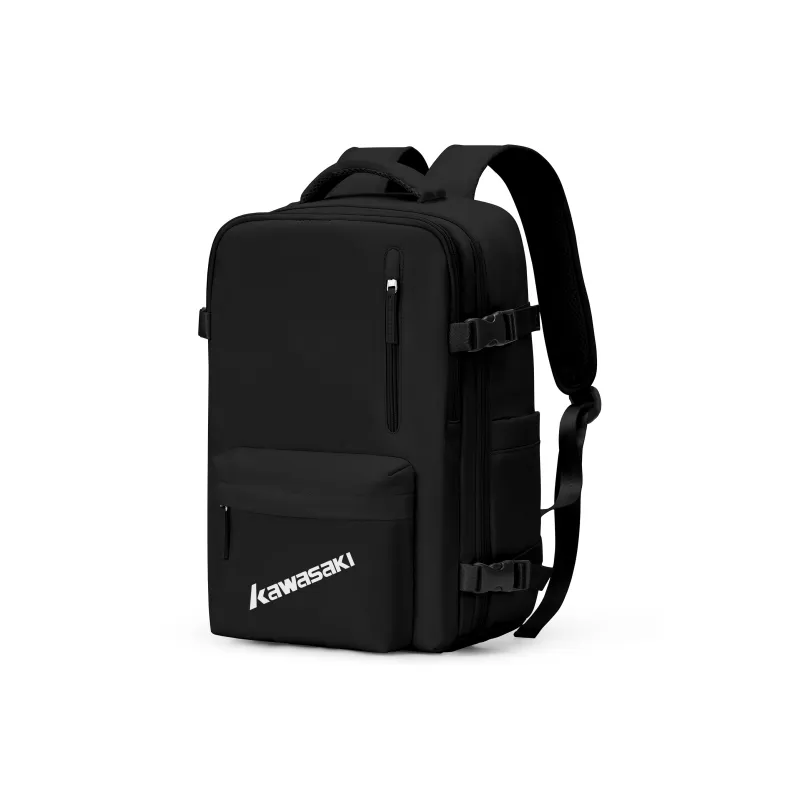 Kawasaki Fabric Backpack Travel Bag Laptop Bag Regular Unisex Black/Ecru/Light Blue-2