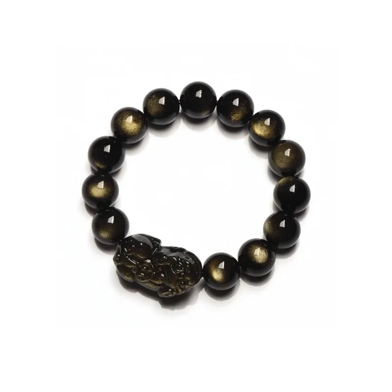 Stone On The Line Obsidian Bracelets Unisex-5