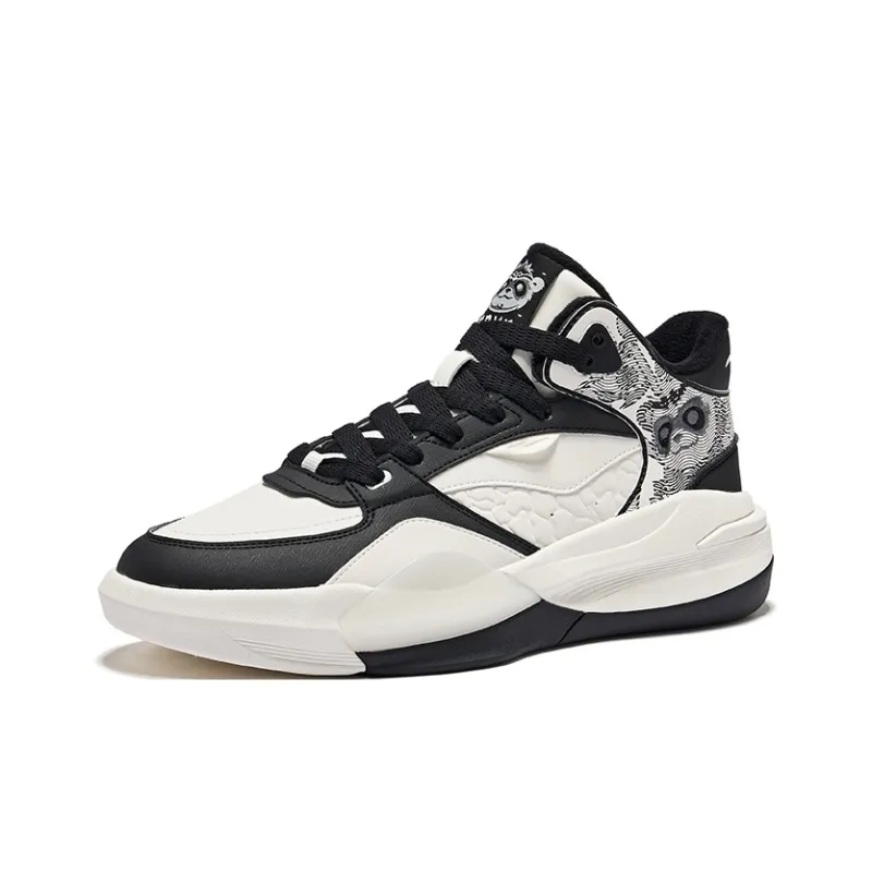 Erke Battery Panda 3V2 Warm Anti Slip And Wear Resistant High Top Skateboard Shoes Men's Microcrystal White/Jet Black-2