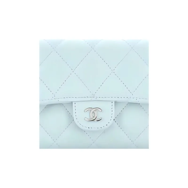 CHANEL 22P Grain Embossed Calfskin & Metal Card Holder, Wallet Women's Blue-3