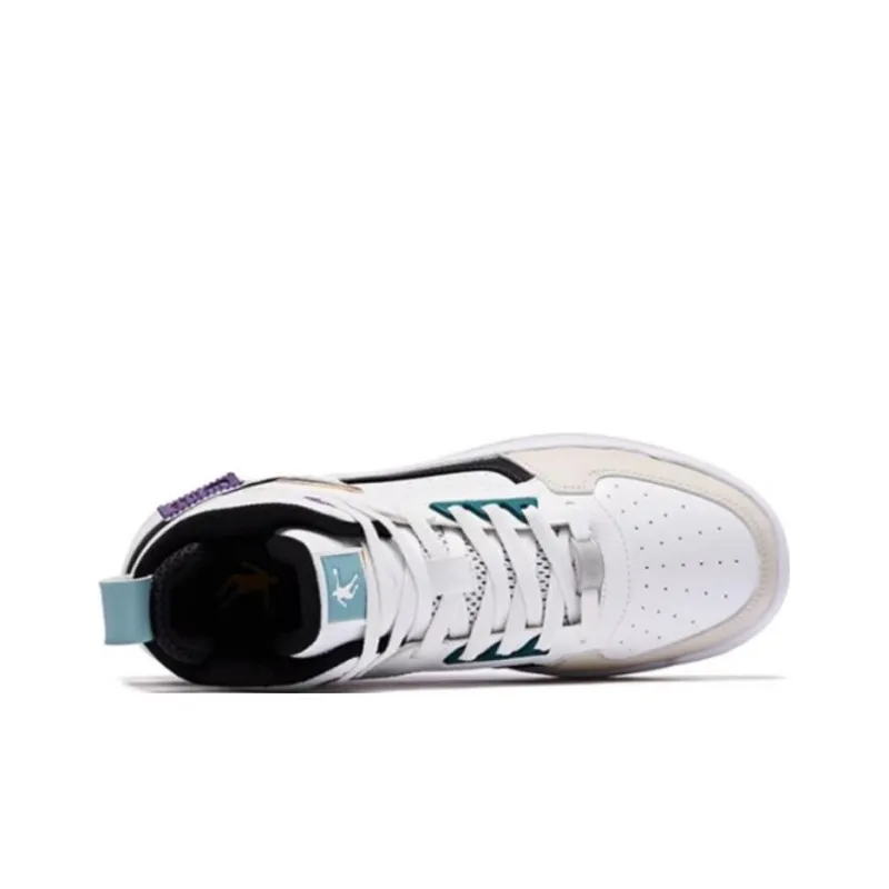 QIAODAN Coverage Anti-Slip And Wear-Resistant High-Top Skateboard Shoes Men's Jordan White Daylily White-3