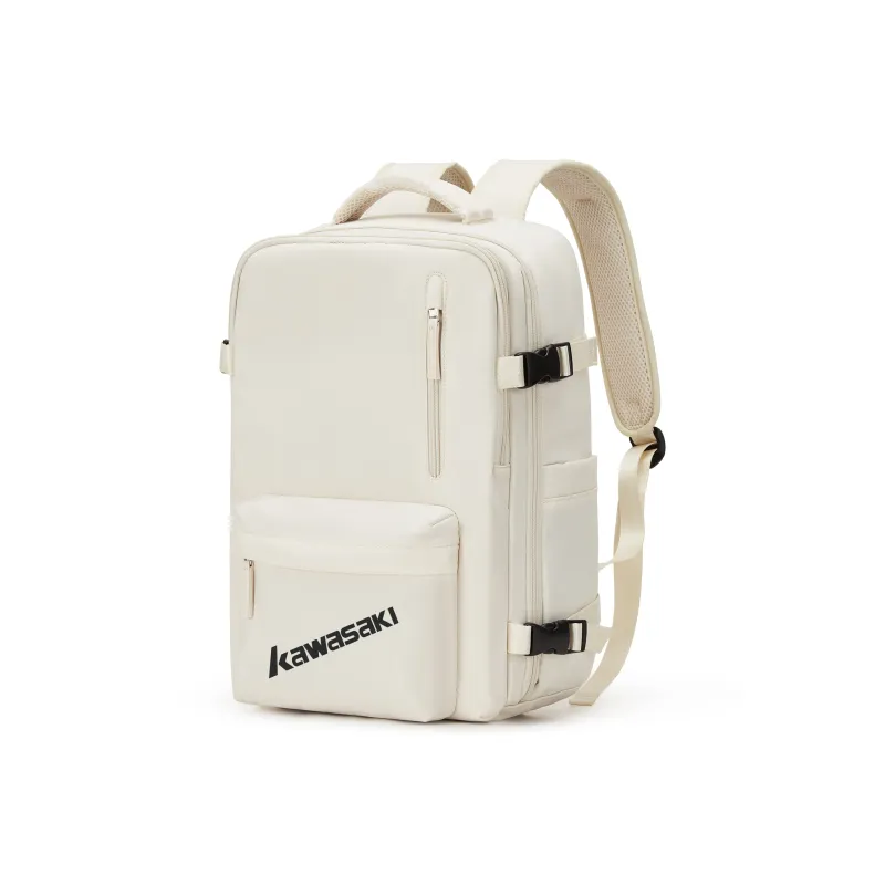 Kawasaki Fabric Backpack Travel Bag Laptop Bag Regular Unisex Black/Ecru/Light Blue-12