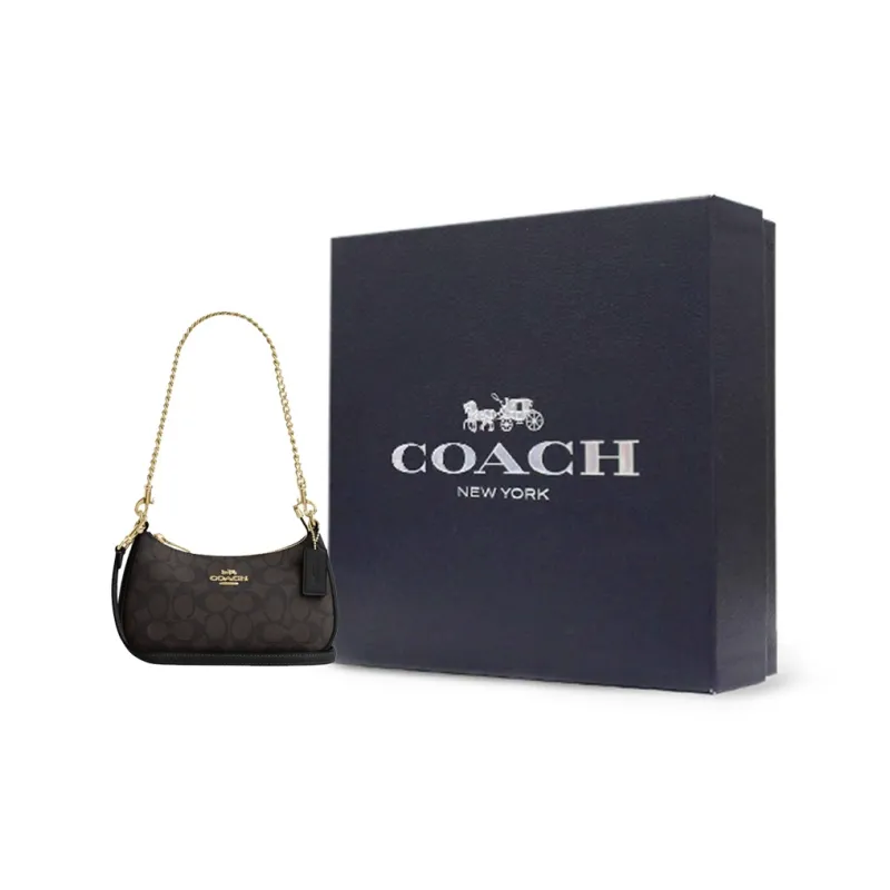 COACH Teri Artificial Leather Portable Crossbody Bag Shoulder Bag Small Size Women's Black-6