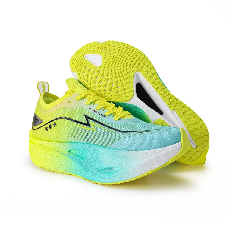 PZPF Cushioning Anti-Slip And Wear-Resistant Low-Top Full Palm True Carbon Plate Running Shoes Unisex Yellow Blue-4
