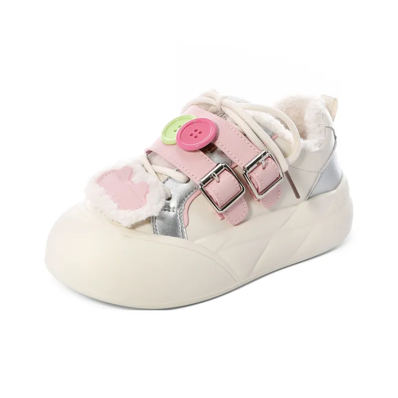 Lovely You Warm Lightweight And Wear Resistant Low Top Skateboard Shoes Women's Beige Silver Pink-31