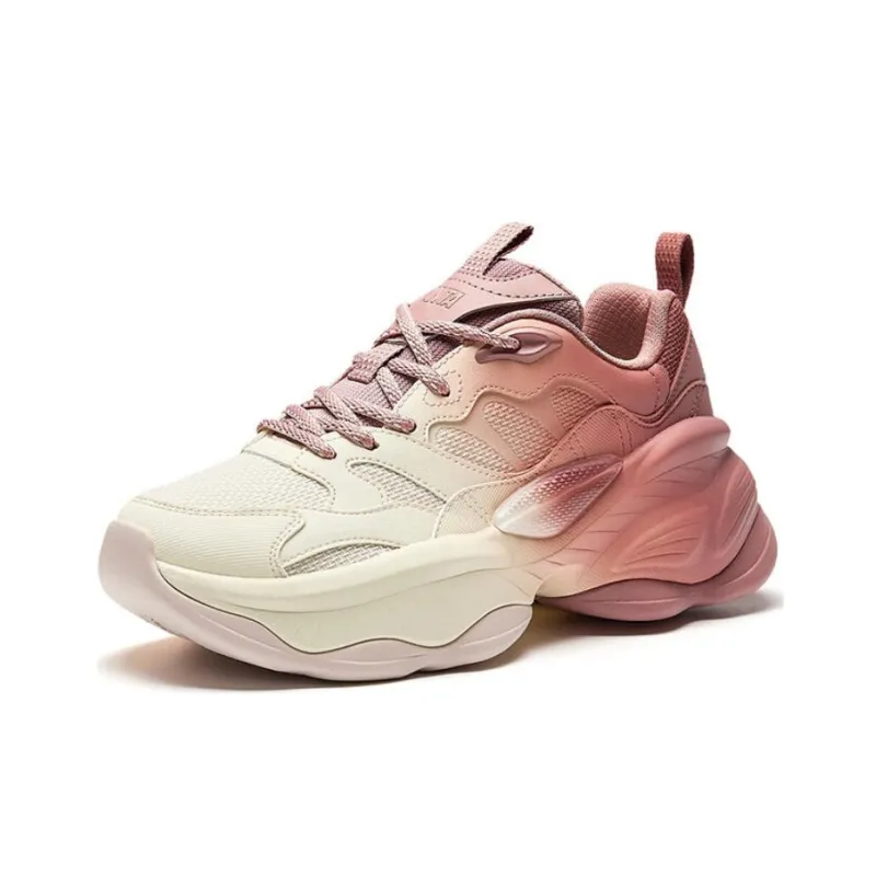 Anta Good Things Happen Height Increasing Coverage Low Top Chunky Sneakers Women's White Red-1