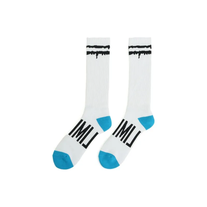 Yohji Yamamoto Knee-High Socks Unisex 1 Pack Blue White-0
