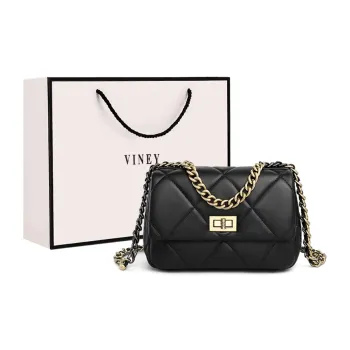 VINEY Synthetic Leather Patchwork With Cow Leather Shoulder Bag Crossbody Bag Small Square Bag Small Size Women's Black