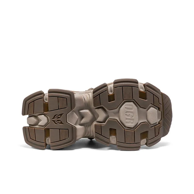 OGR Cross Eyed GAZE MAX Anti Slip And Wear Resistant Height Increasing Low Top Chunky Sneakers Unisex Brown-5