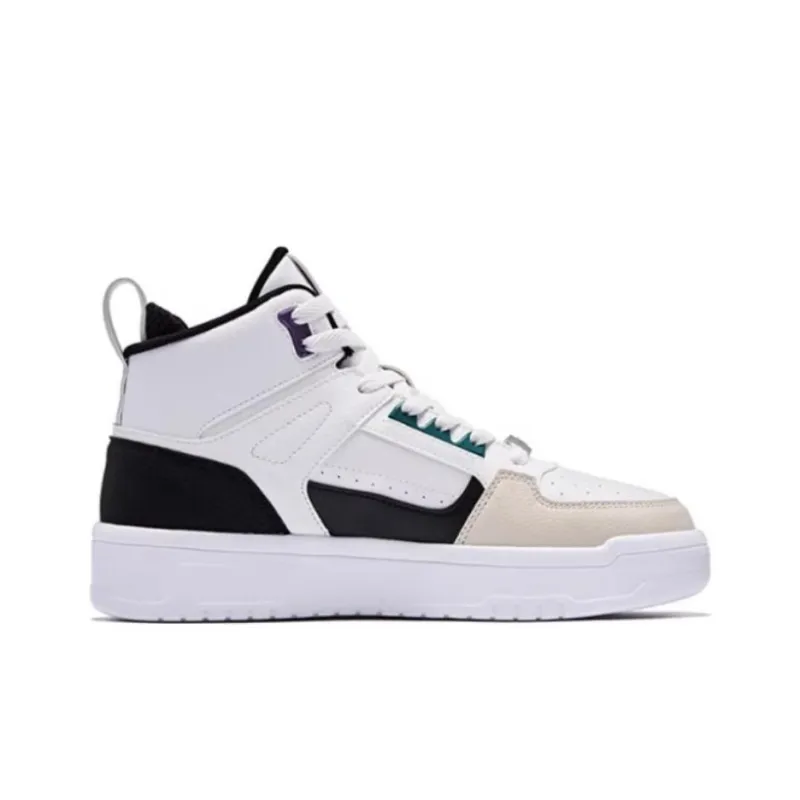 QIAODAN Coverage Anti-Slip And Wear-Resistant High-Top Skateboard Shoes Men's Jordan White Daylily White-1