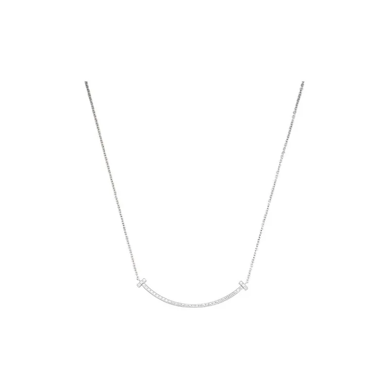 TIFFANY & CO. T Series 18K White Gold Necklaces Women's Silver-2