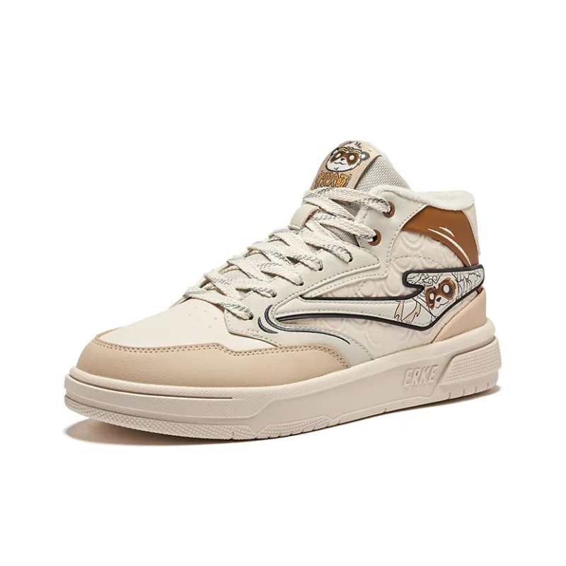 Erke Battery Panda 3lite Warm Slip Resistant High Top Skateboard Shoes Men's Egg Cream Gray Float Rock Gray-2