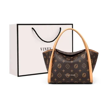 VINEY Synthetic Leather Tote Handbag, Crossbody Bag Regular Women's Coffee Brown
