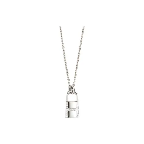 HERMES Kelly Cadenas White Gold Necklaces Women's Silver