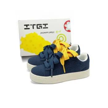 ITGI Anti Slip Wear Resistant Low Top Skateboard Shoes Unisex Blue Yellow