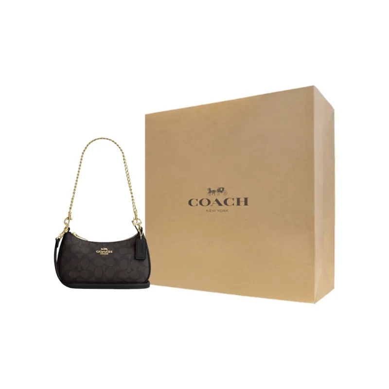 COACH Teri Artificial Leather Portable Crossbody Bag Shoulder Bag Small Size Women's Black-8