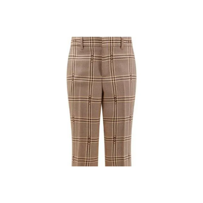 GUCCI Horsebit-check Flared Trousers-3
