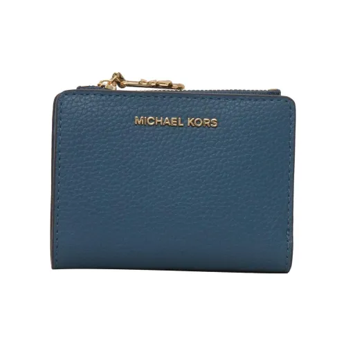 MICHAEL KORS Calfskin Wallet Small Size Women's Dark Tweed Blue