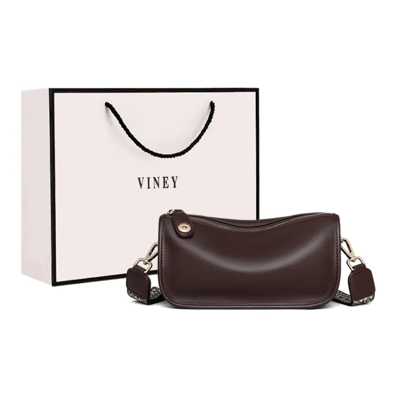 VINEY Cow Leather Shoulder Bag Crossbody Bag Pillow Bag Regular Women's Coffee-0