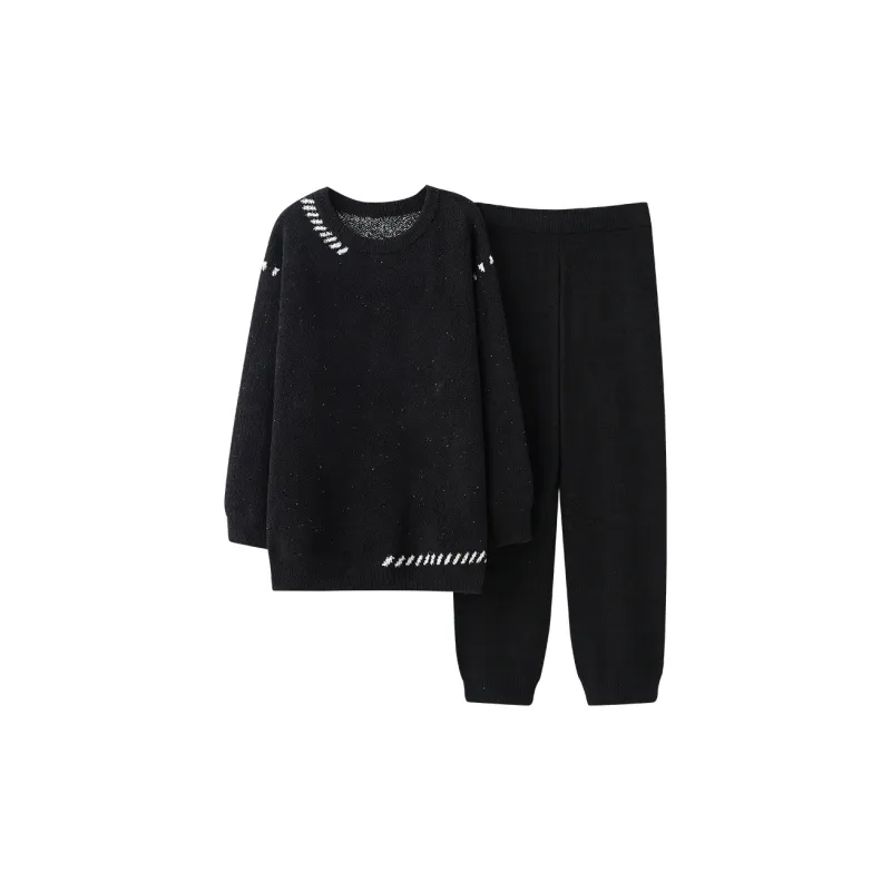 Qiao Ni Tong Pajama Set Men's Black White-1
