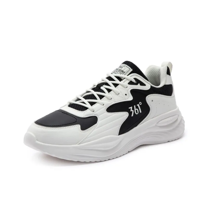361° Life Collection Cushioning Anti Slip And Wear Resistant Low Top Casual Running Shoes Men's White Black-2