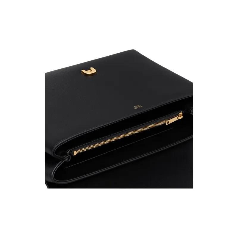 CELINE Victoire Calfskin Shoulder Bag Tubas Women's Black-4