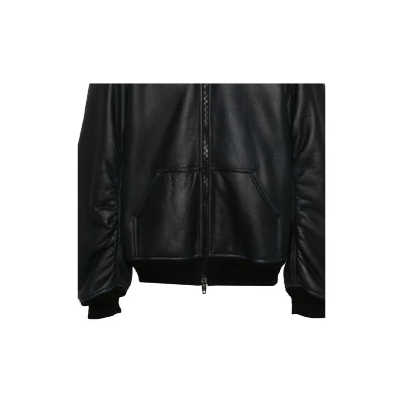 Balenciaga Hooded Leather Bomber Jacket-1