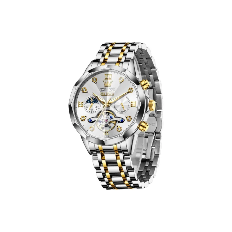 OLEVS Play The Cool Series Mechanical Movement Stainless Steel Watchband Watch Men's Watches Black Dial-13