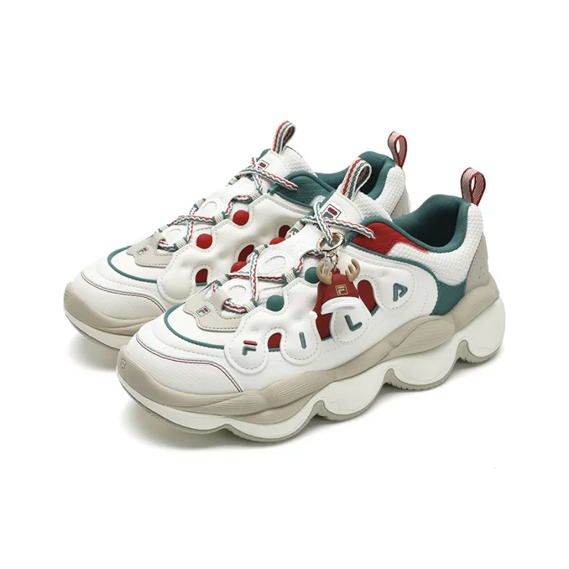 FILA PEASE XMAS Gommino Loafers Anti Slip Wear Resistant Low Top Casual Shoes Men's White-1