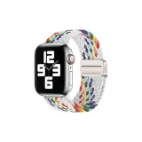 Apple Magnetic Loop Double Wrap Woven, White Rainbow