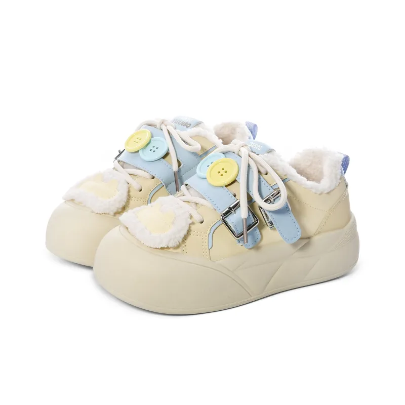 Lovely You Thermal Lightweight Slip Resistant Low Top Skateboard Shoes Women's Yellow Blue-32