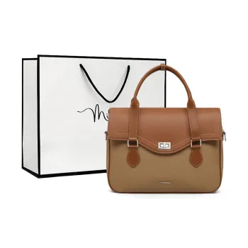 MILLIE'S Synthetic Leather, Textile Mosaic Tote Shoulder Bag, Crossbody Bag, Handbag Medium Size Women's Khaki