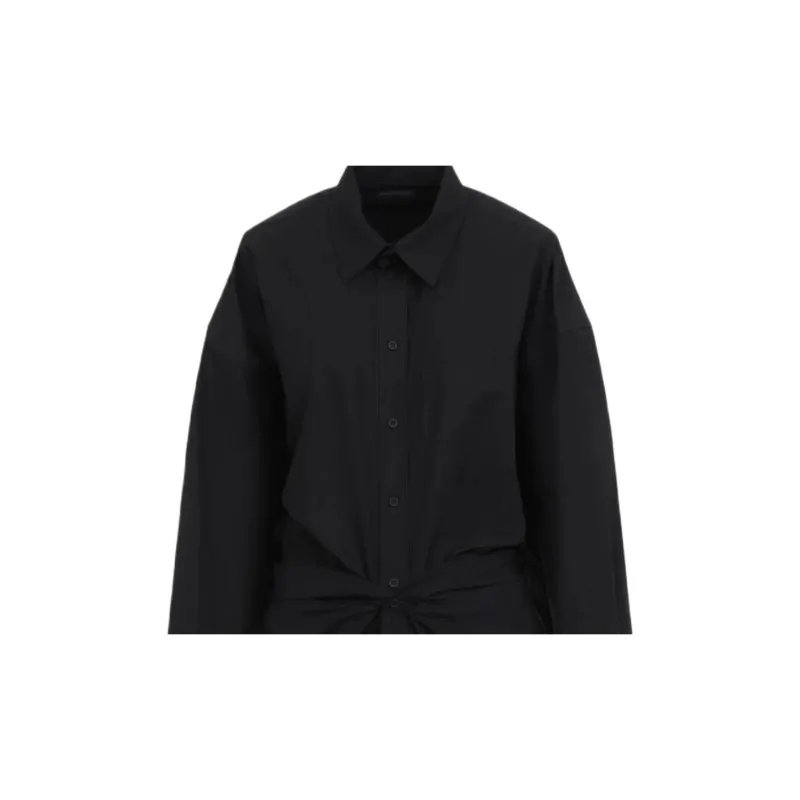 Balenciaga Collared Gathered Long Shirt-3