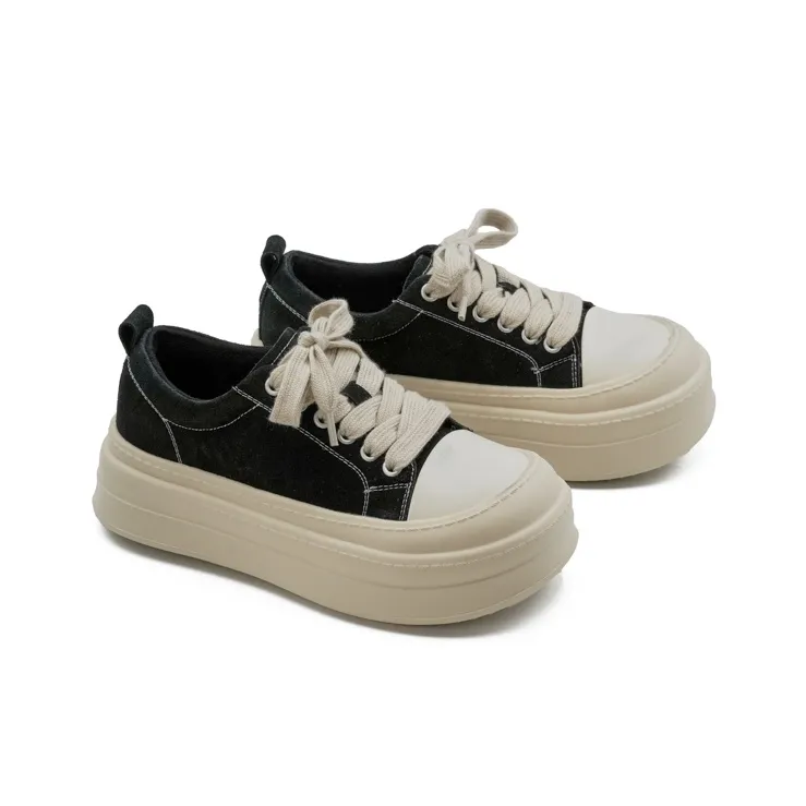 Little Sue Skateboard Shoes Women's Low Top Black/Yellow-2