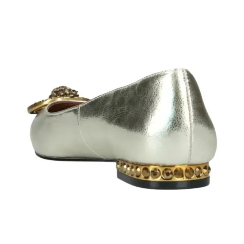Kurt Geiger London Chelsea Point Flat Casual Single Shoes Women's Gold-4