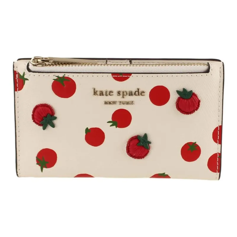 Kate Spade Cow Leather Card Holder Wallet Small Size Women's White-1