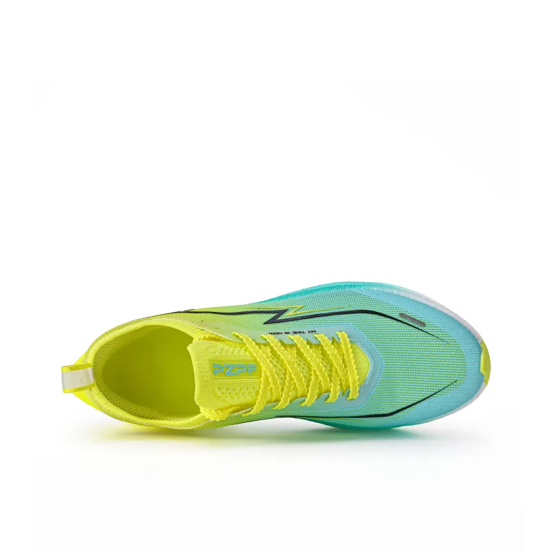 PZPF Cushioning Anti-Slip And Wear-Resistant Low-Top Full Palm True Carbon Plate Running Shoes Unisex Yellow Blue-3