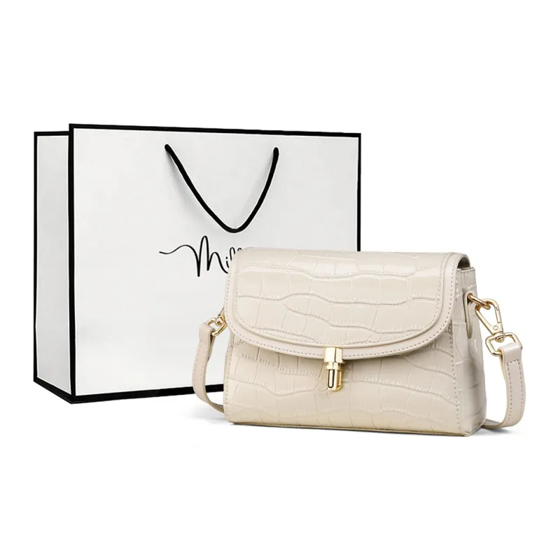 MILLIE'S Cow Split Leather Bonded Synthetic Leather Shoulder Bag Crossbody Bag Regular Women's Black/White-5