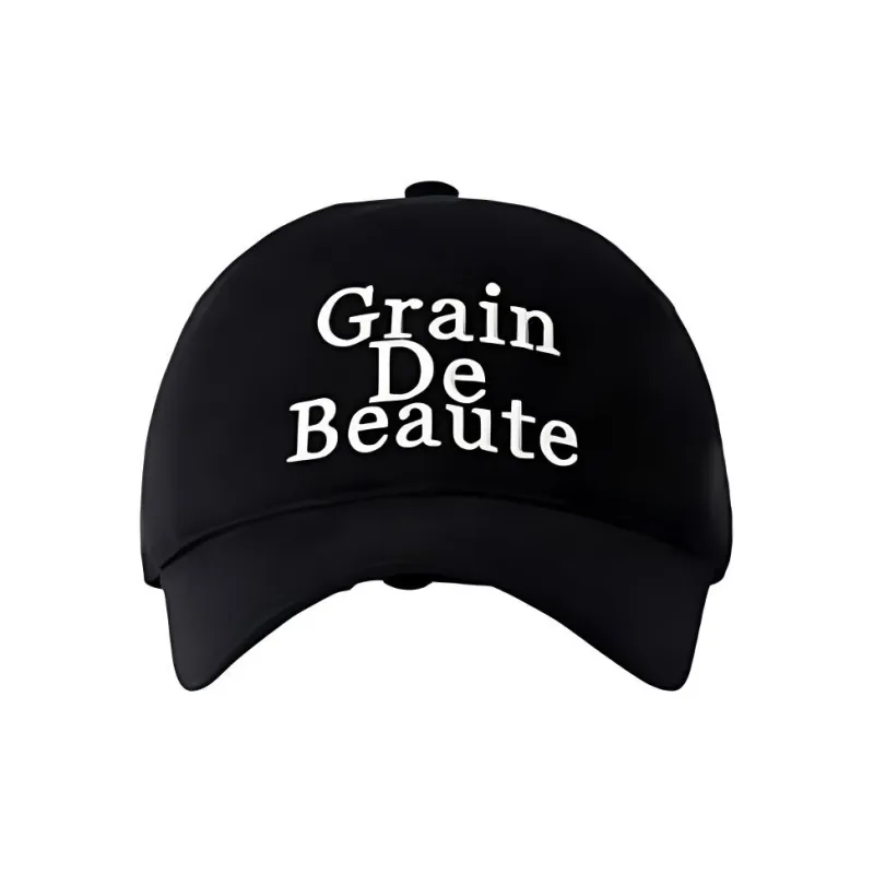 GRAIN DE BEAUTE Cotton Fabric Baseball Caps Unisex Black-1